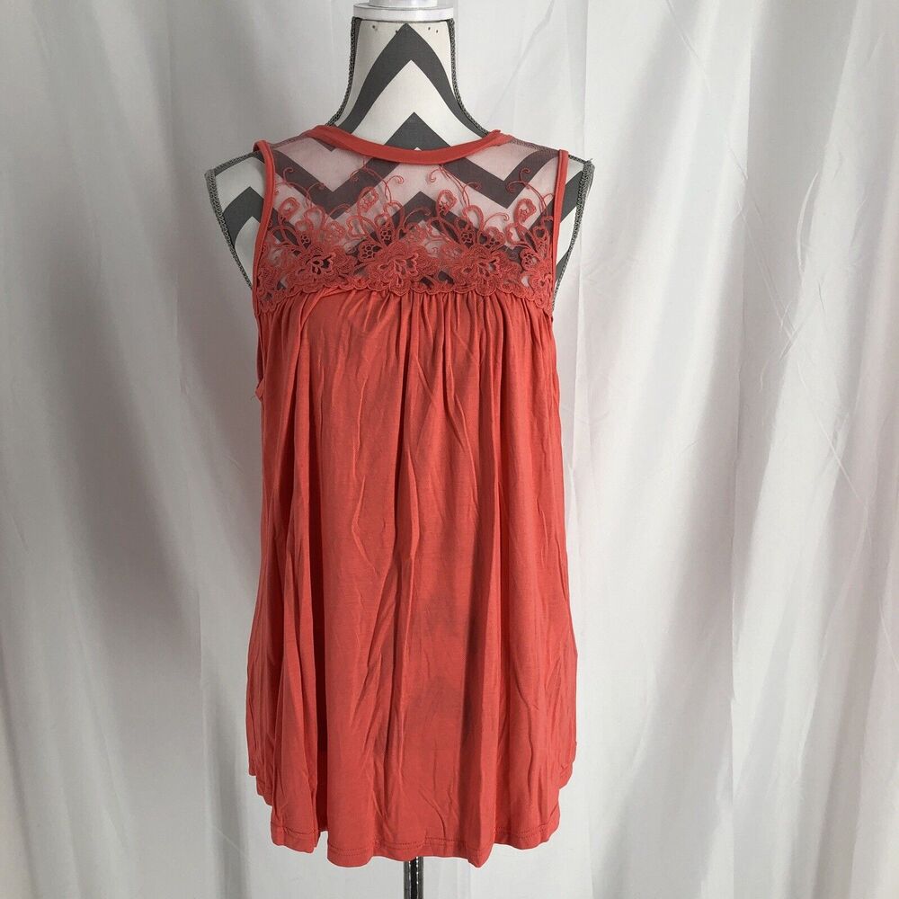 Miss Sparkling Coral Lace Tank Large